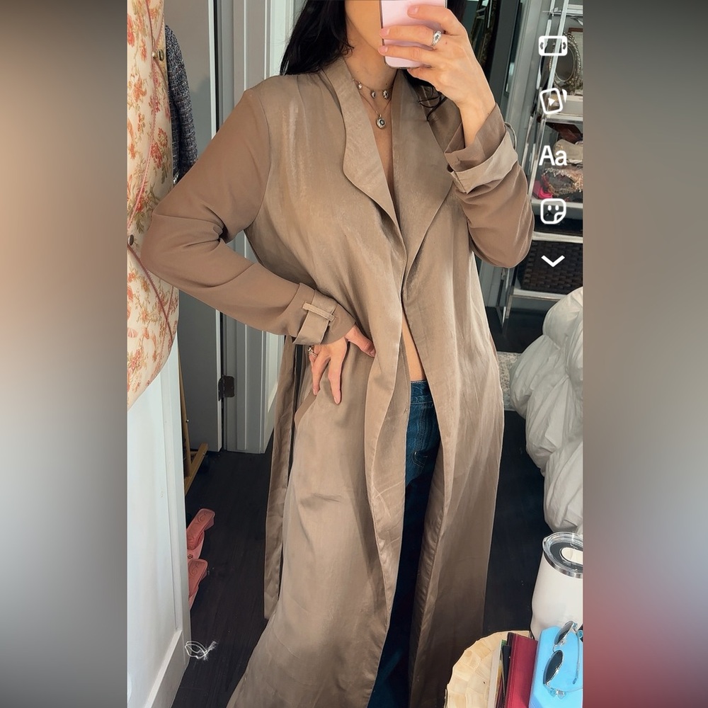 Elegant Tan Women's Duster  Coat